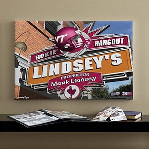 Virginia Tech Hokies Collegiate Football Personalized Pub Sign Canvas - 11208
