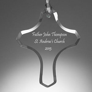 Personalized Cross Christmas Ornament - Seasonal Blessings - 11212