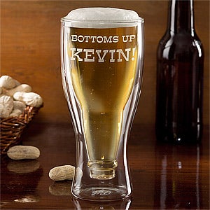 Personalized Beer Bottle Glass - Bottoms Up - 11248