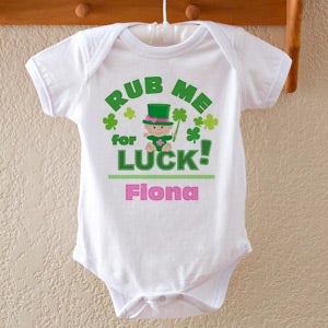 Personalized St Patrick's Day Baby Clothes - Rub Me For Luck - 11319