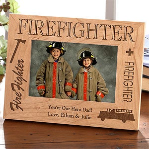 Serve & Protect Firefighter Wood Frame