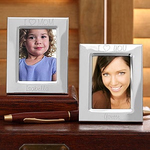 Personalized Engraved Silver Mini Picture Frame -  I Love You Design - 1135