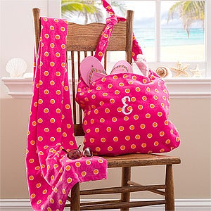monogrammed beach bag and towel