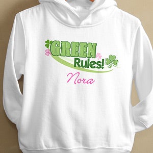 Personalized Irish Shamrock Kids Shirts - Green Rules - 11425