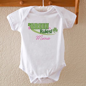 Personalized Irish Shamrock Kids Shirts - Green Rules - 11425