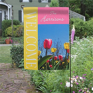 Personalized Garden Flag - Spring Tulips - 11428