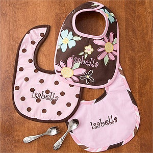 Personalized Baby Girl Bibs - Pretty In Pink - 11431