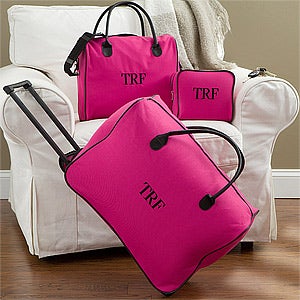 luggage pink piece personalized sets womens cheap embroidered pretty