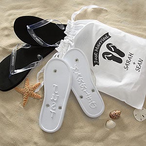 Just Married Bride and Groom Wedding Flip Flops - 1145