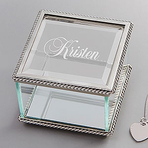 Personalized Glass Jewelry Box with Engraved name - 1146