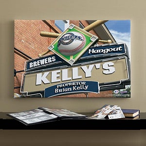 Personalized Milwaukee Brewers MLB Pub Sign Canvas Print - 11480