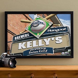 Personalized Milwaukee Brewers MLB Pub Sign Canvas Print - 11480