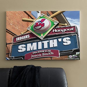 Personalized Cleveland Indians MLB Pub Sign Canvas Print - 11486