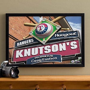 Personalized Texas Rangers MLB Pub Sign Canvas Print - 11496