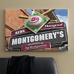 Personalized Cincinnati Reds MLB Pub Sign Canvas Print - 11503