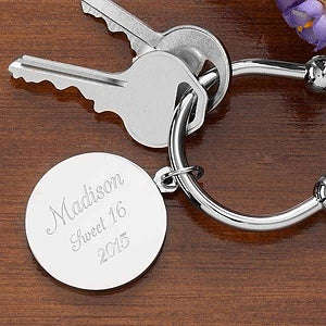 Engraved Silver Plated Keychain - Town and Country Style - 1159
