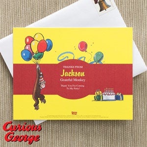 Curious George Personalized Thank You Cards - 11596