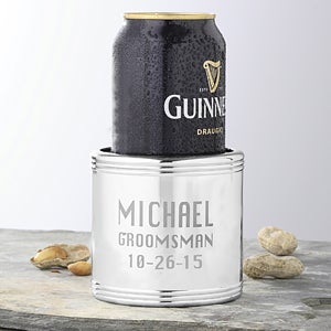 Personalized Silver Beverage Coolers - Groomsmen Design - 1162