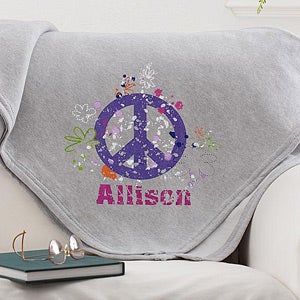 Personalized Sweatshirt Blankets - Peace Sign - 11660