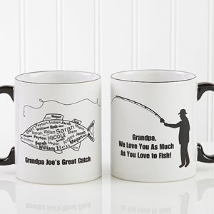 Catchy Coffee Shop Names on Personalized Coffee Mugs   Fisherman   What A Catch   11719