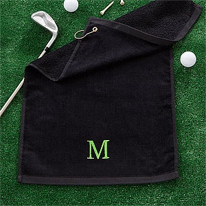 Embroidered Black Golf Towels - 11786
