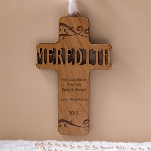 Personalized Wood Baby Cross - Bless This Child - 11932
