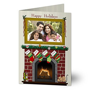 Personalized Photo Christmas Cards - Fireplace Greetings - 11987