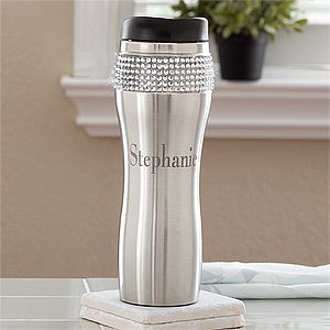 Personalized Stainless Steel Tumbler for Her - Rhinestones - 11988