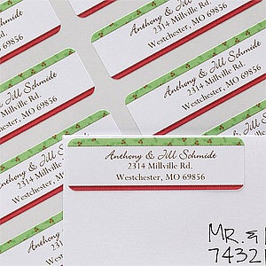 Personalized Holiday Address Labels - Green & Red Stripes - 12022