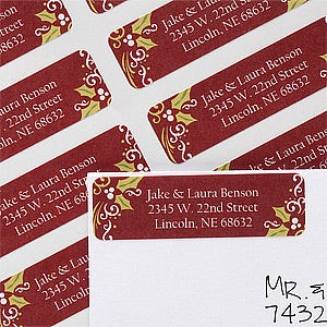 Personalized Return Address Labels - Christmas Holly - 12024