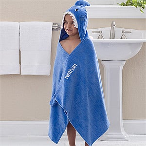 Personalized Boys Hooded Bath Towel - Shark - 12058