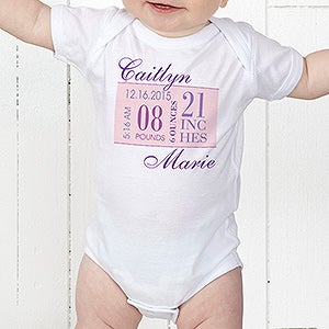 Personalized Baby Girl Clothes - Birth Date - 12073