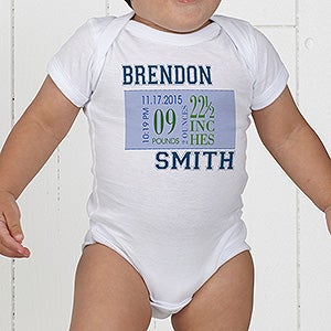 Personalized Baby Boy Clothes - Birth Date - 12074