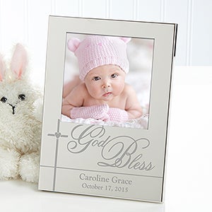 Engraved Silver Baby Picture Frames - God Bless Baby - 12081