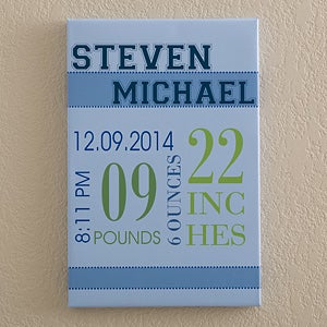 Personalized Baby's Birth Canvas Art for Boys - 12104