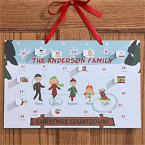Personalized Christmas Countdown Calendar - Ice Skating Family - 12114