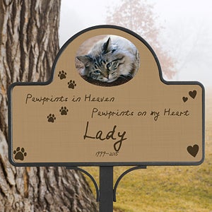 Personalized Pet Memorial Yard Stake - Pawprints In Heaven - 12124