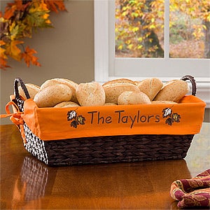 Personalized Decorative Wicker Basket - Fall Leaves - 12174