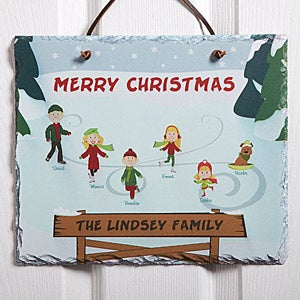 Personalized Christmas Wall Plaque - Ice Skating Family - 12192