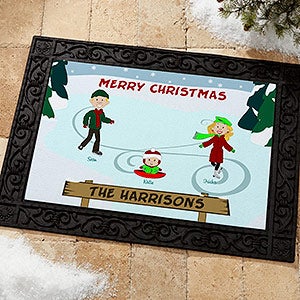 Personalized Holiday Doormats - Ice Skating Family - 12193
