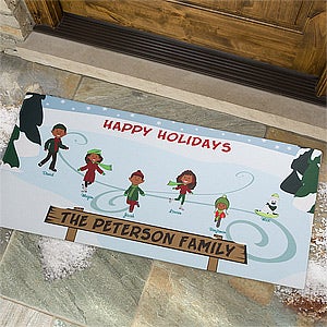 Personalized Holiday Doormats - Ice Skating Family - 12193