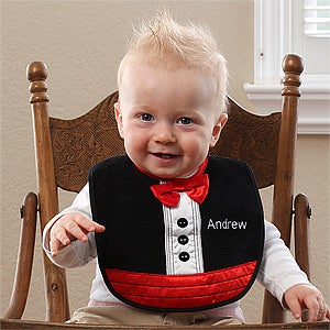 Personalized Baby Bibs - Black Tuxedo - 12195