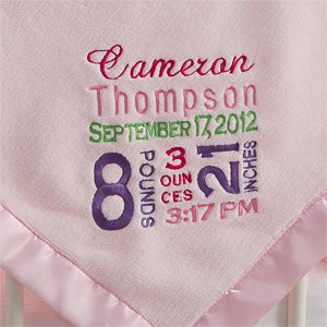 Personalized Baby Blankets for Girls - Birth Announcement - 12197