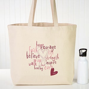 Personalized Breast Cancer Awareness Tote Bag - Hope, Courage, Life - 12206