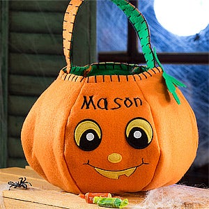 Personalized Halloween Pumpkin Trick or Treat Bag - 12242