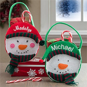 Personalized Kids Christmas Treat Bags - Snowman - 12248
