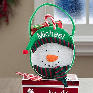 Personalized Kids Christmas Treat Bags - Snowman - 12248