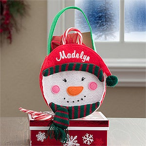 Personalized Kids Christmas Treat Bags - Snowman - 12248