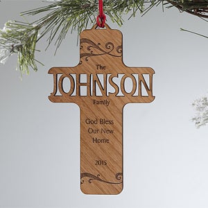 Personalized Cross Christmas Ornaments - Bless Our Family - 12371