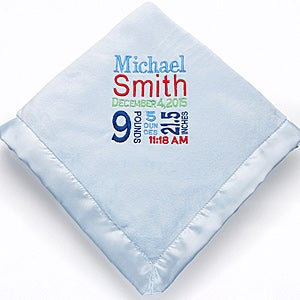 Personalized Baby Blankets for Boys - Birth Announcement - 12372